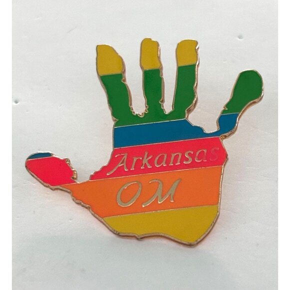 Vintage Odyssey of the Mind Right Hand Arkansas Lapel Pin - Picture 1 of 3